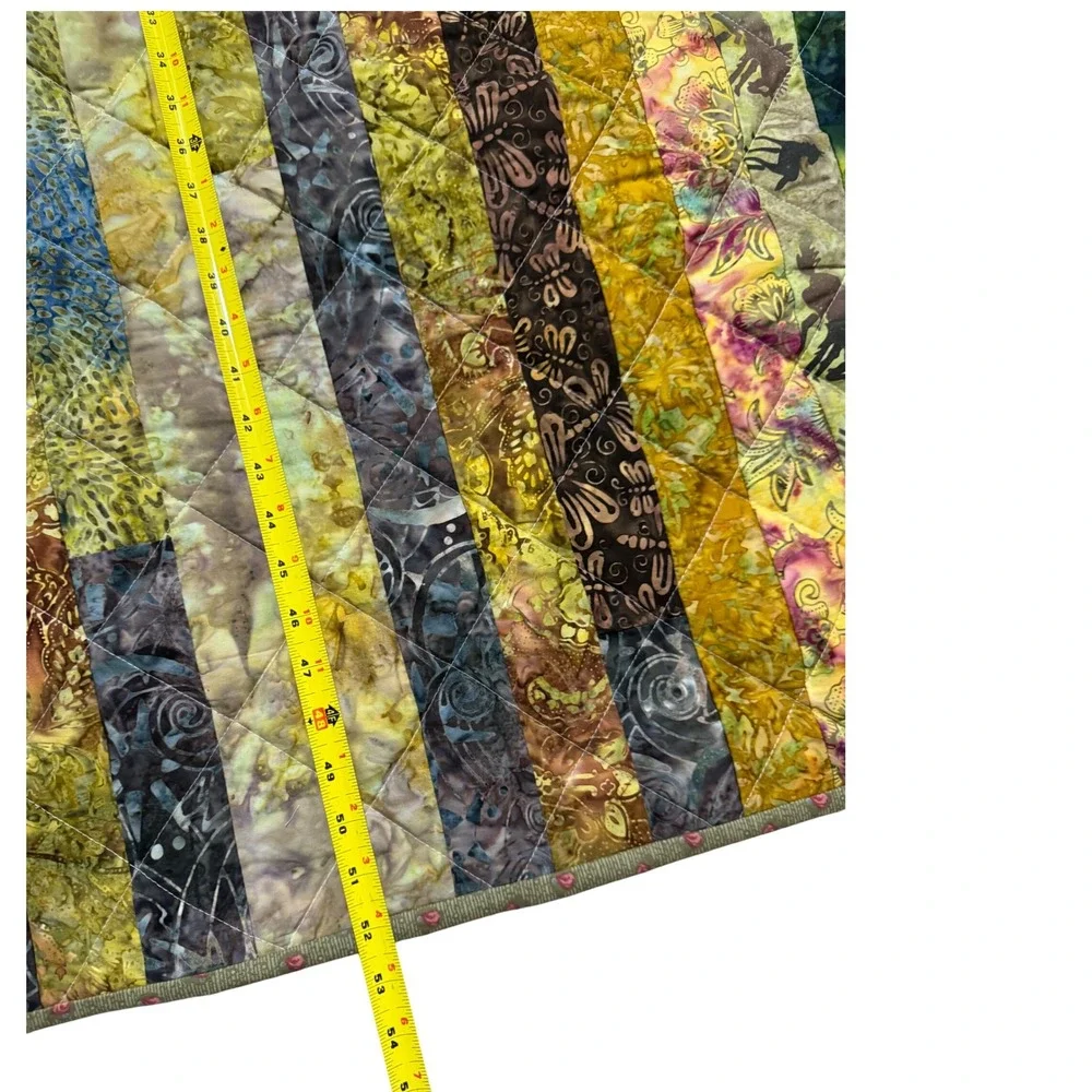 Handmade Striped Batik Quilt‎ Blanket Throw Lap Size One of a Kind 49